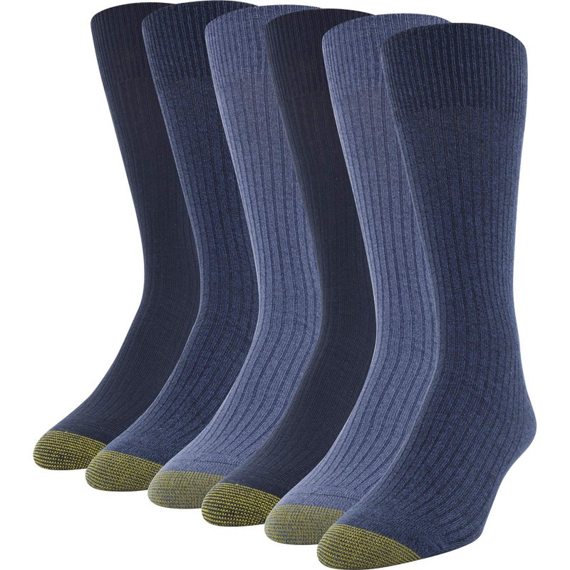 GOLDTOE Men's Stanton Crew Socks, Multipairs, Chambray/Denim/Midnight, X-Large - Image 1